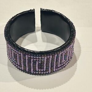 Purple Beaded Cuff bracelet